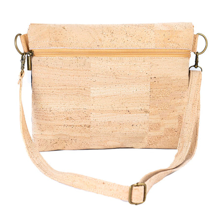 Back view two-tone cork crossbody bag