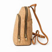 natural cork backpack with curved profile and zipper pocket