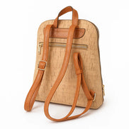 natural cork backpack with curved profile and zipper pocket
