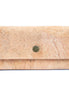 Front view of natural cork bifold women's wallet with snap button closure