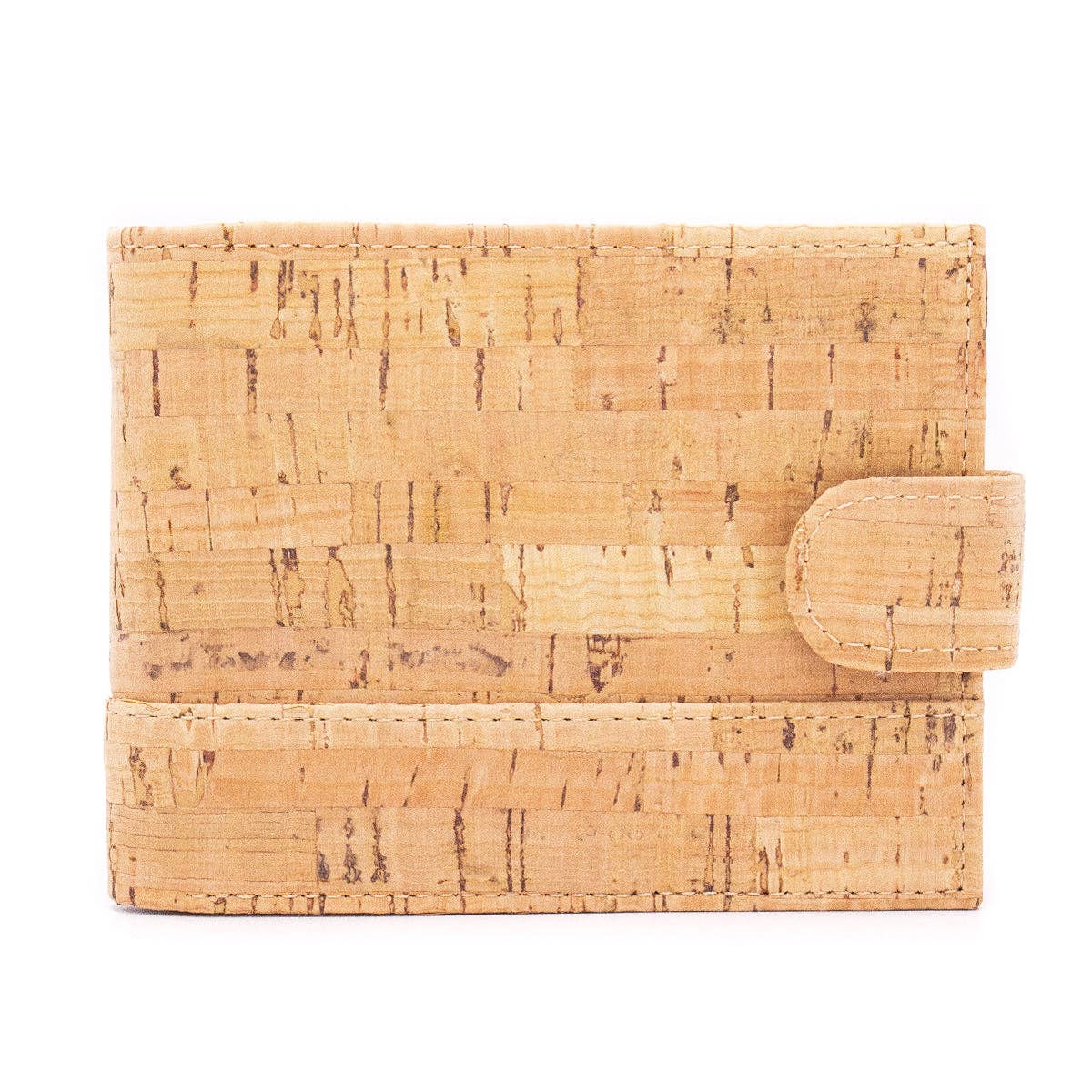 Eco-friendly cork wallet with 8 card slots, ID window, coin pocket, and slim bifold design.