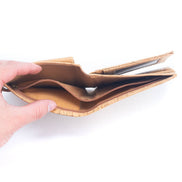 Interior view Eco-friendly cork wallet with 8 card slots, ID window, coin pocket, and slim bifold design.