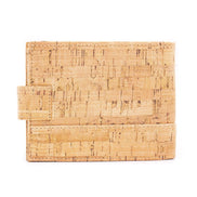 Back view Eco-friendly cork wallet with 8 card slots, ID window, coin pocket, and slim bifold design.