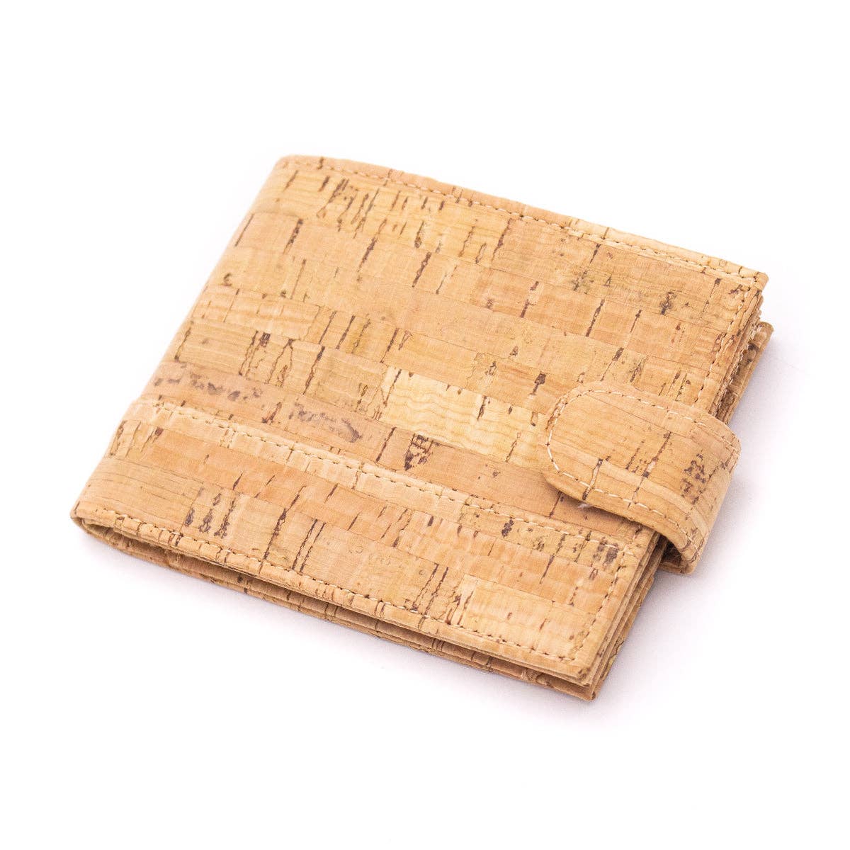 Eco-friendly cork wallet with 8 card slots, ID window, coin pocket, and slim bifold design.