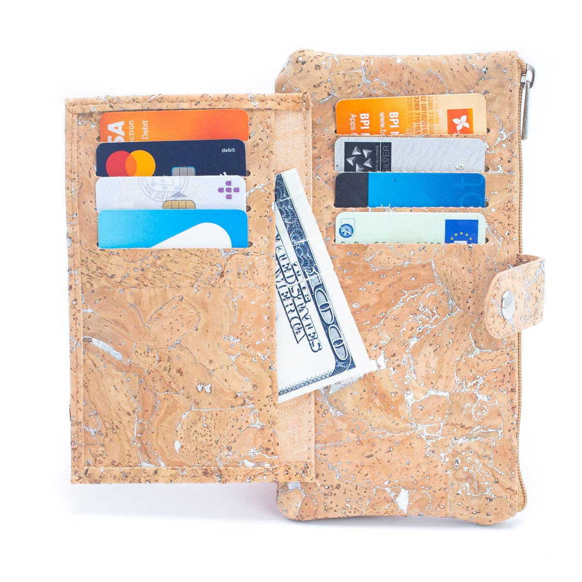 Interior view of metallic slim wallet