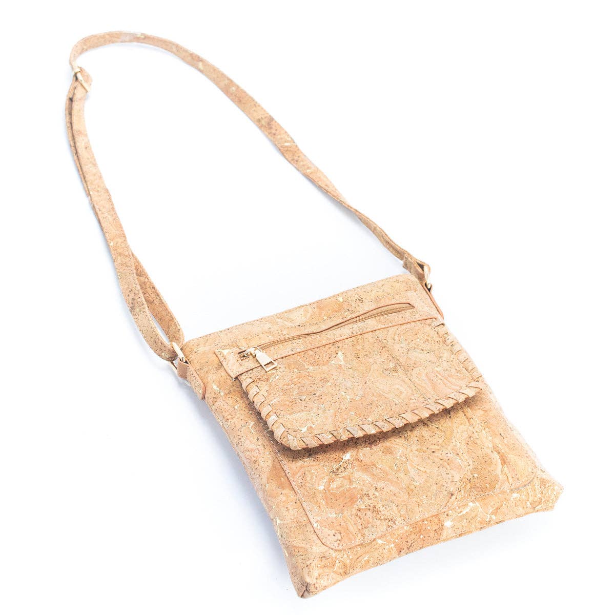 Cork crossbody bag with gold flakes