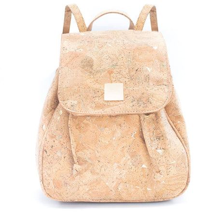 Cork luxurious drawstring backpack with golden flakes