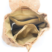 Cork luxurious drawstring backpack with golden flakes
