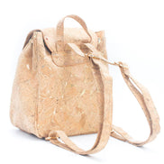 Cork luxurious drawstring backpack with golden flakes
