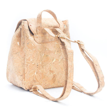 Cork luxurious drawstring backpack with golden flakes