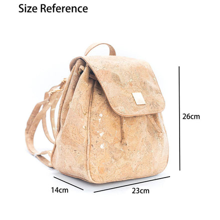 Cork luxurious drawstring backpack with golden flakes