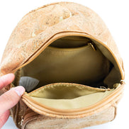Luxurious cork backpack with golden flakes