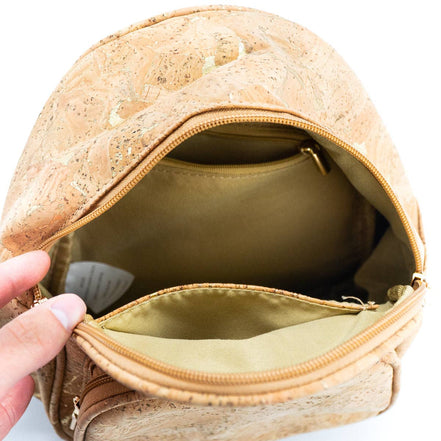 Luxurious cork backpack with golden flakes
