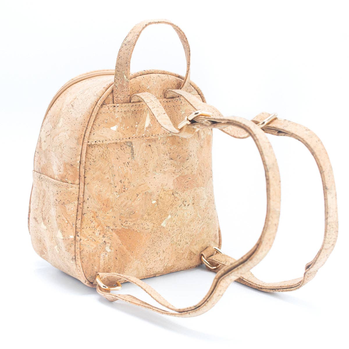 Luxurious cork backpack with golden flakes