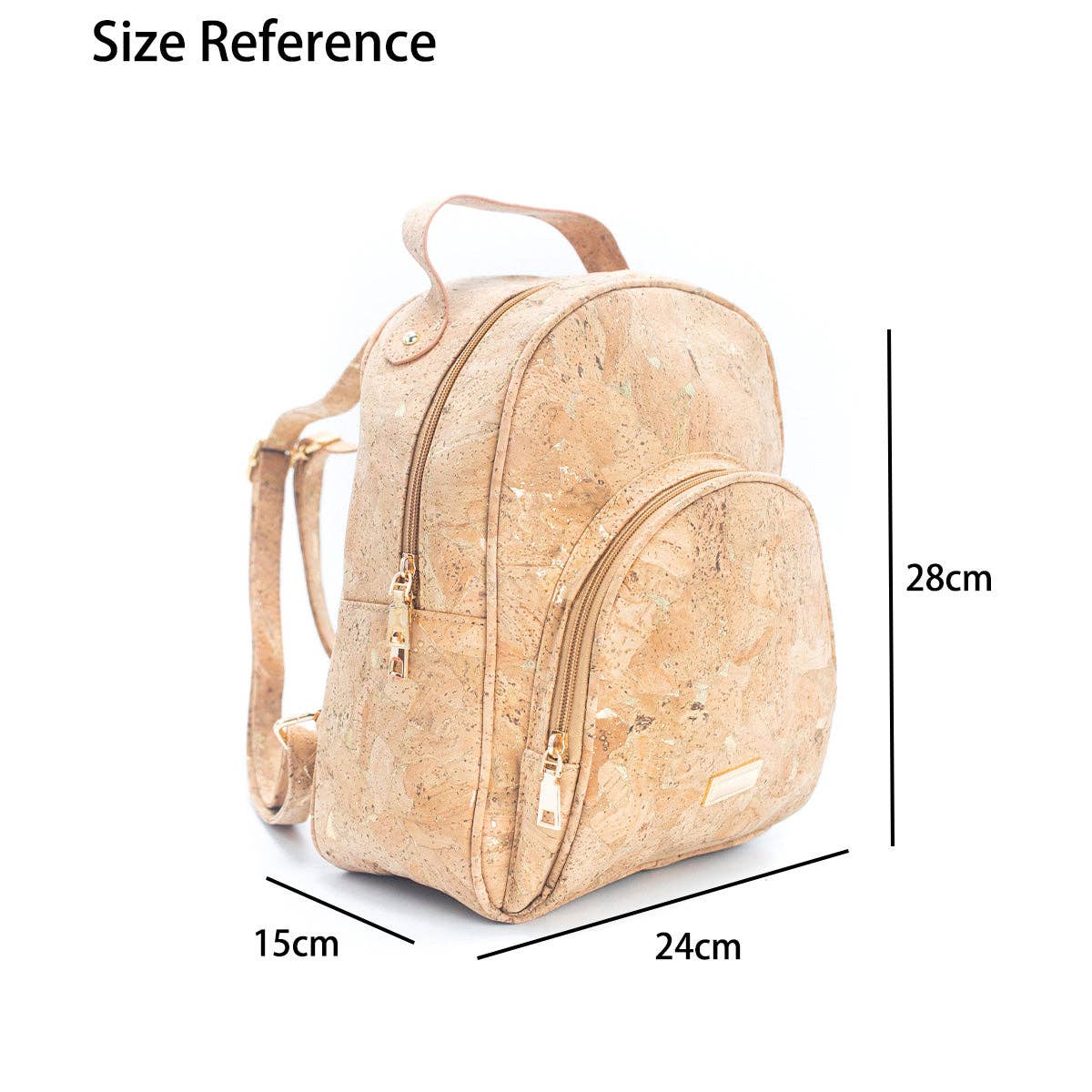 Natural cork golden flakes ladies backpack
