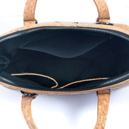 geometric cork handbag with black line pattern