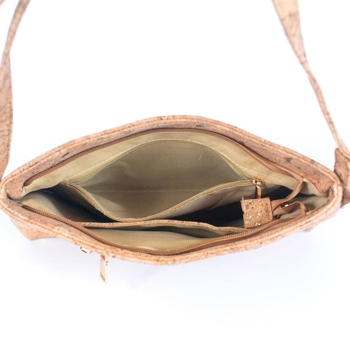 Cork with gold flakes cork crossbody bag 