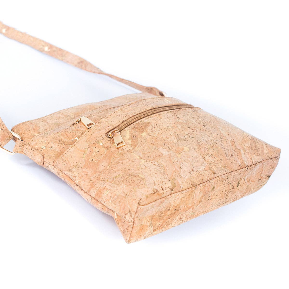 Cork with gold flakes cork crossbody bag 