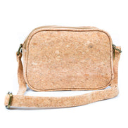 Rear view of daisy cork print crossbody bag