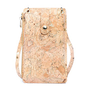 Gold flake cork crossbody phone bag and wallet