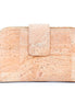 Medium natural cork wallet front view with snap closure