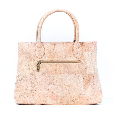 Back view of luxurious cork handbag