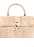 Natural cork top-handle handbag with gold clasp, the "Kelly"
