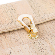 Natural cork top-handle handbag with gold clasp, the 