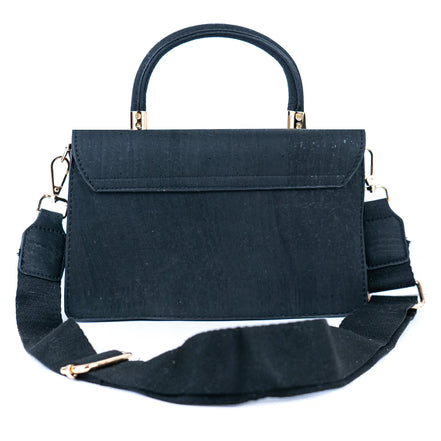 Natural cork top-handle handbag with gold clasp, the "Kelly"