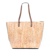 Back view floral printed cork tote bag