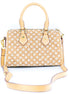 Floral Cork Crossbody Barrel Bag front view with daisy pattern and leather handles