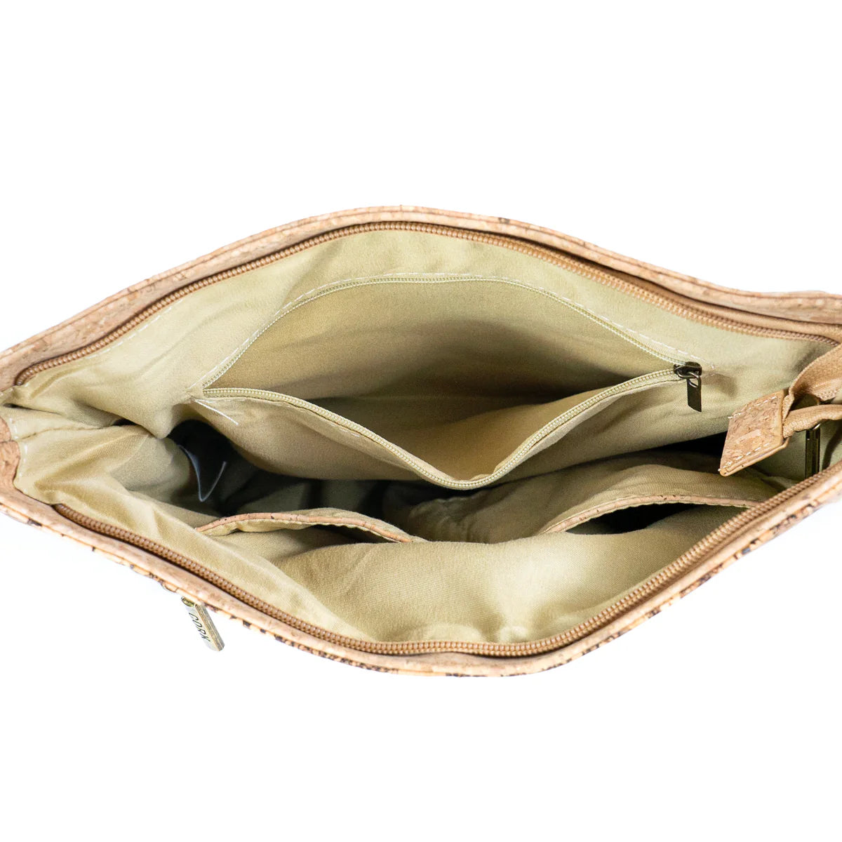 Interior view cork shoulder bag