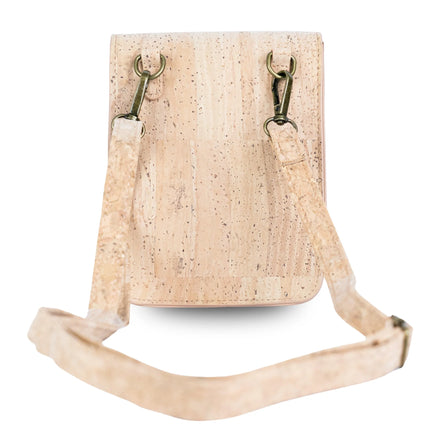 Back view cork structured crossbody bag