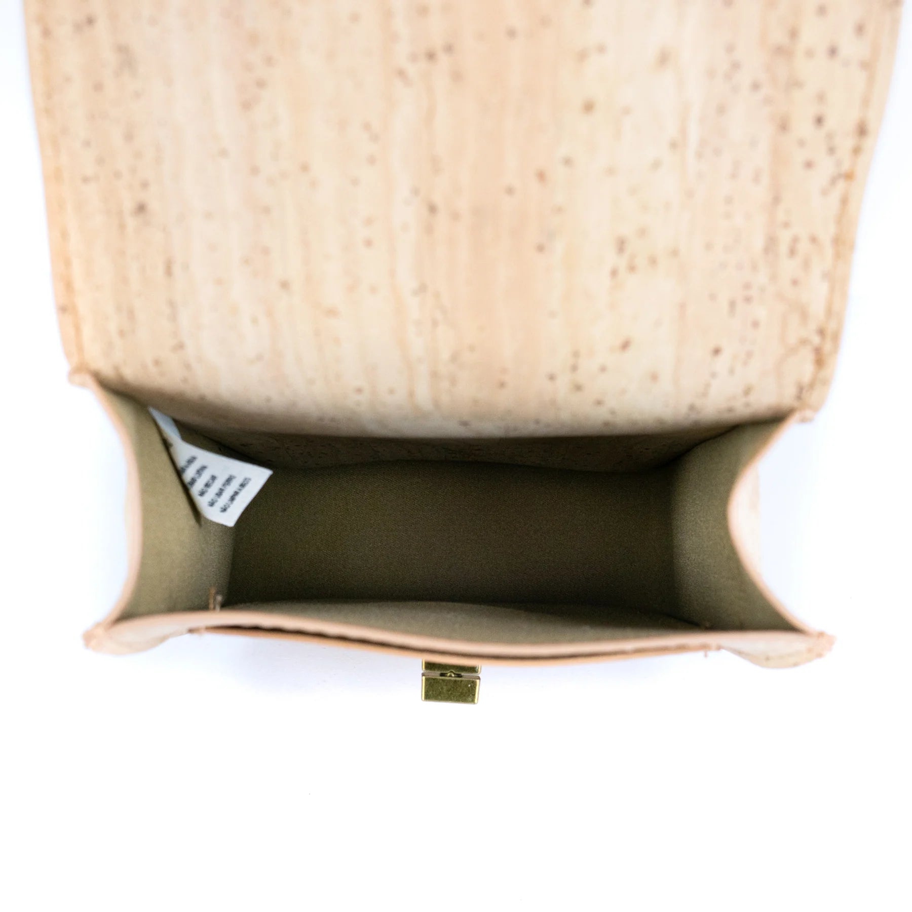 Interior view cork crossbody bag