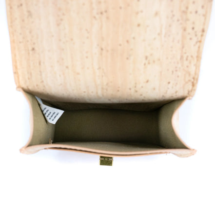Interior view cork crossbody bag