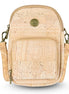Natural cork crossbody bag front view with front zip pocket