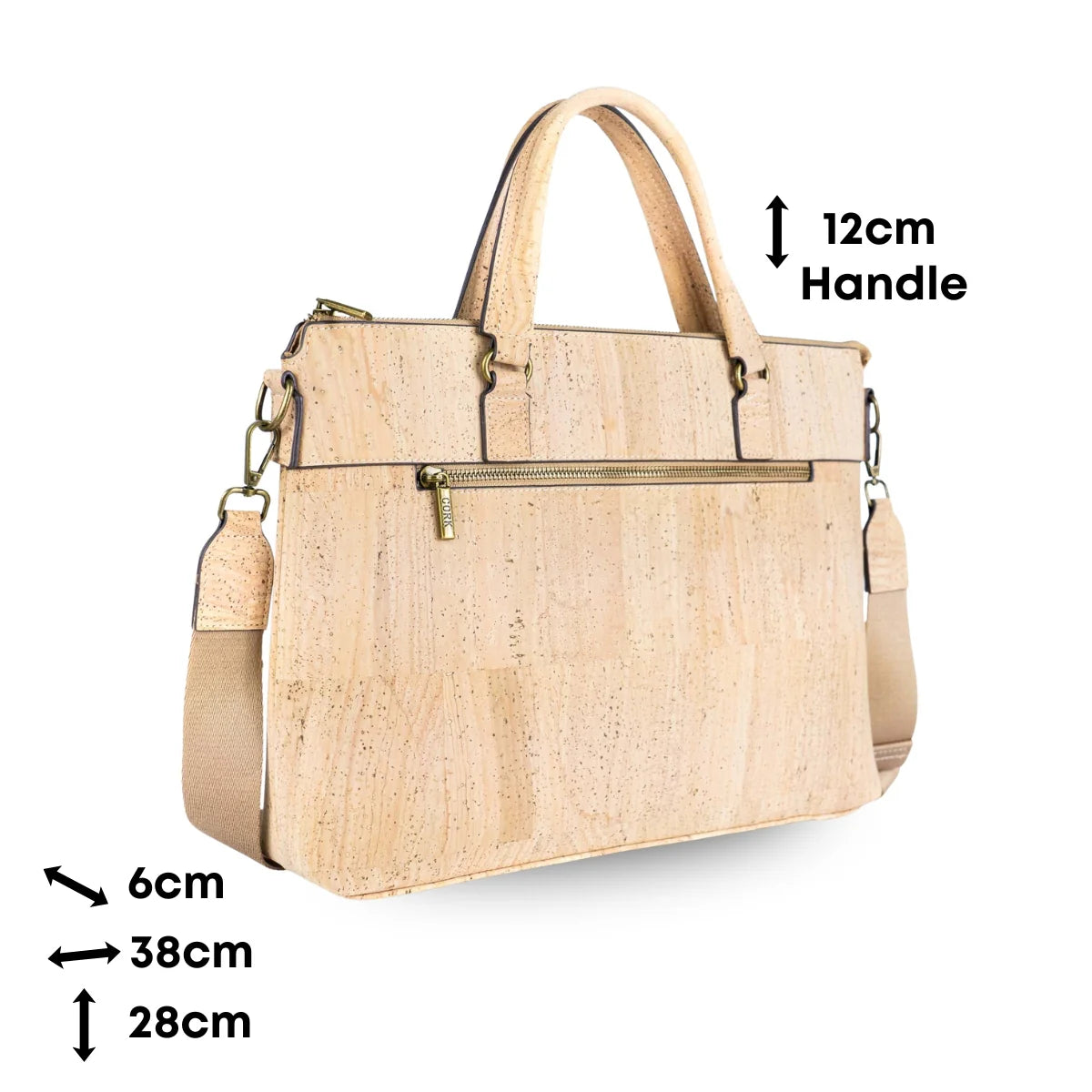 Dimensions of cork laptop tote bag