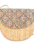 Cork crossbody bag with tile print flap