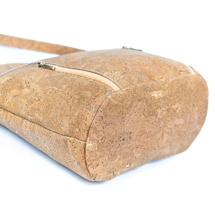 Cork crossbody bag with two zipper pockets