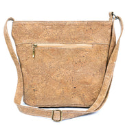 Cork crossbody bag with two zipper pockets