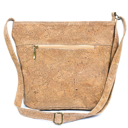 Cork crossbody bag with two zipper pockets