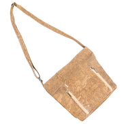 Cork crossbody bag with two zipper pockets