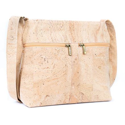 Front view cork crossbody bag