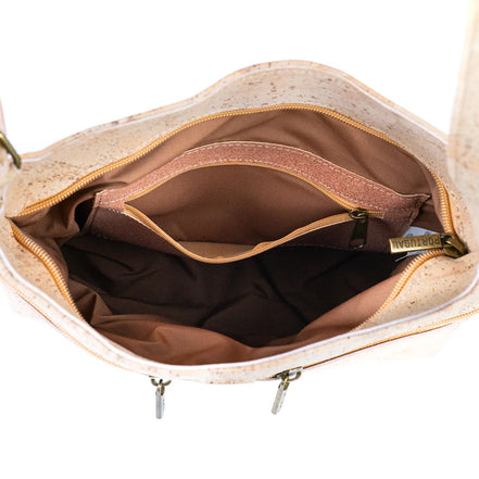 Interior view cork crossbody bag