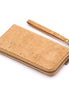 Stay stylish and organized with this natural cork vegan wallet featuring 8 card slots, 2 slip pockets, a zip coin pouch, and a wristlet.
