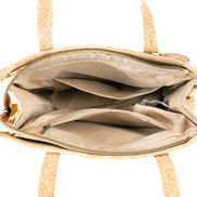 Interior view cork hand or crossbody bag dual handles