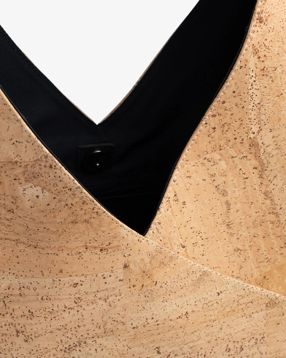 Minimalist beige cork tote bag front view with soft natural texture