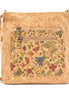 Songbird Garden vegan cork crossbody bag with floral bird design 