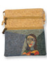 Art inspired vegan cork crossbody bag with Picasso print and dual front pockets