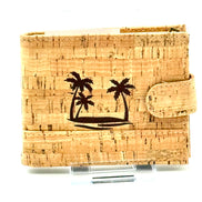 Eco-friendly cork wallet with 8 card slots, ID window, coin pocket, and slim bifold design.